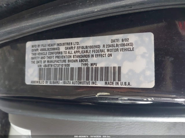 2003 Subaru Baja მანქანა იყიდება აუქციონზე, vin: 4S4BT61C737101930, აუქციონის ნომერი: 46380674