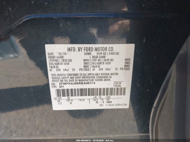 Продаж на аукціоні авто 2024 Ford Edge Sel, vin: 2FMPK4J96RBA98374, номер лоту: 46380678