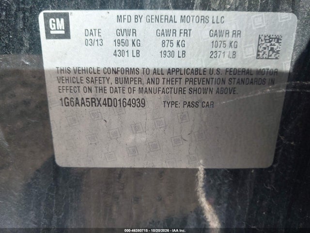 Продаж на аукціоні авто 2013 Cadillac Ats Standard, vin: 1G6AA5RX4D0164939, номер лоту: 46380715