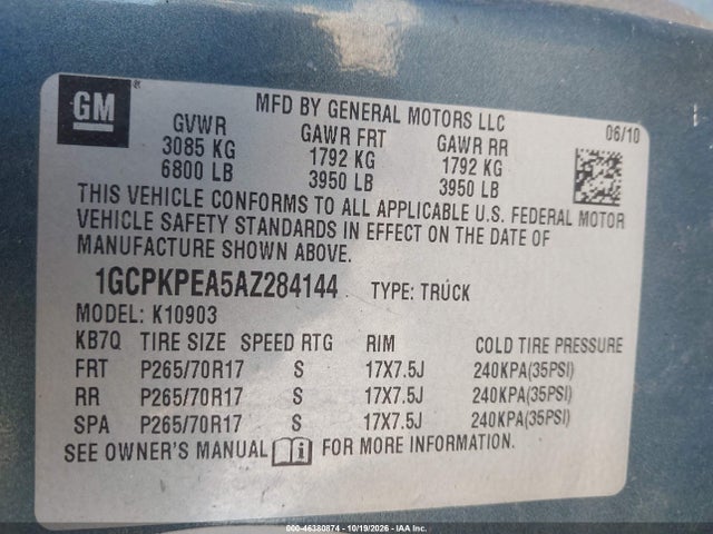 Aukcja sprzedaży 2010 Chevrolet Silverado 1500 Work Truck, vin: 1GCPKPEA5AZ284144, numer aukcji: 46380874