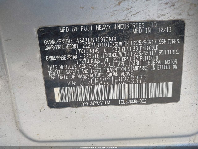 Aukcja sprzedaży 2014 Subaru Xv Crosstrek 2.0i Premium, vin: JF2GPAVC1E8249372, numer aukcji: 46380967