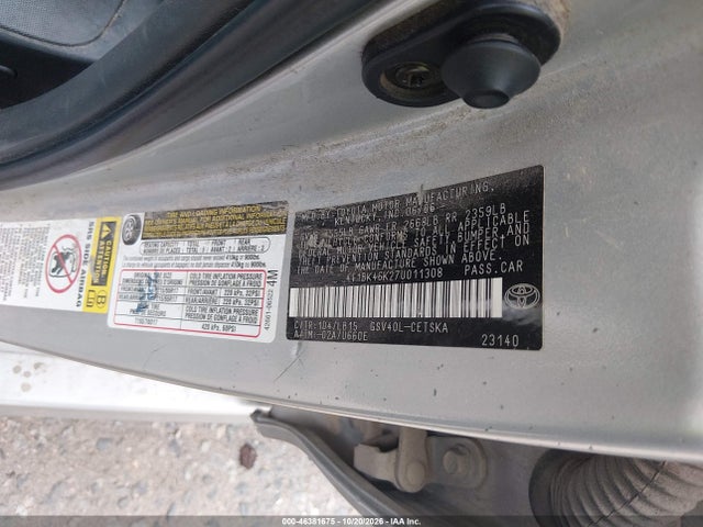 46381675 :رقم المزاد ، 4T1BK46K27U011308 vin ، 2007 Toyota Camry Se V6 مزاد بيع