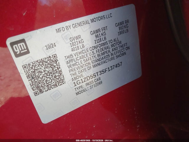 Aukcja sprzedaży 2025 Chevrolet Malibu Fwd 1lt, vin: 1G1ZD5ST3SF137457, numer aukcji: 46381908