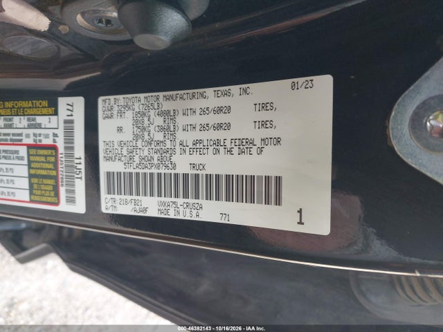 Продажа на аукционе авто 2023 Toyota Tundra Sr5, vin: 5TFLA5DA3PX079630, номер лота: 46382143
