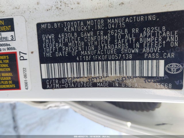 Aukcja sprzedaży 2015 Toyota Camry Se, vin: 4T1BF1FK0FU057138, numer aukcji: 46382176