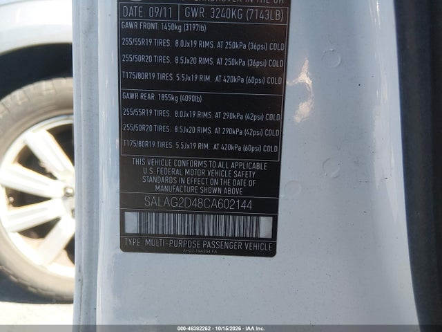 Продажа на аукционе авто 2012 Land Rover Lr4, vin: SALAG2D48CA602144, номер лота: 46382262