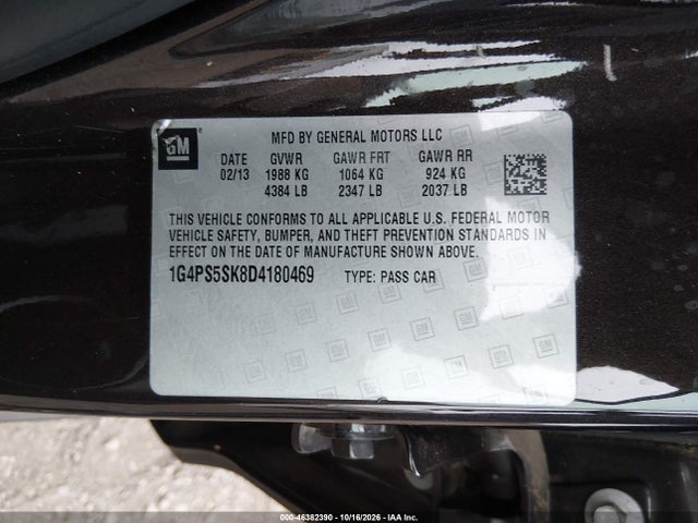 Продаж на аукціоні авто 2013 Buick Verano Leather Group, vin: 1G4PS5SK8D4180469, номер лоту: 46382390