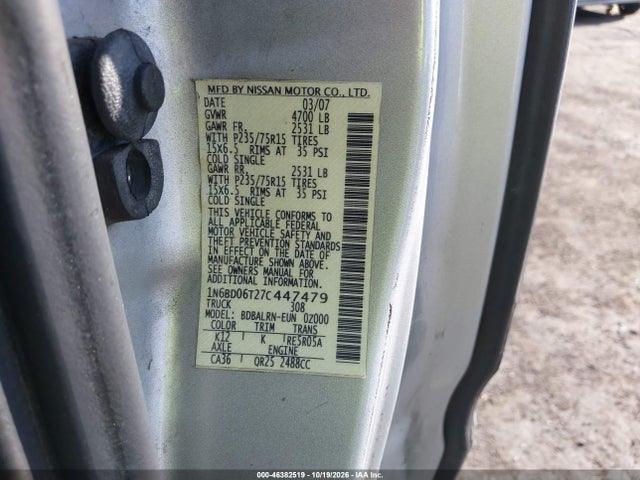 Продаж на аукціоні авто 2007 Nissan Frontier Xe, vin: 1N6BD06T27C447479, номер лоту: 46382519