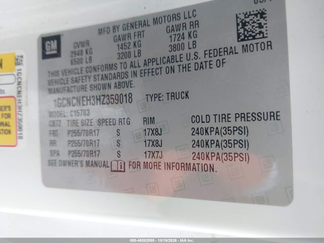 Chevrolet Silverado 1500 Wt 2017 1GCNCNEH3HZ359018 Image 9