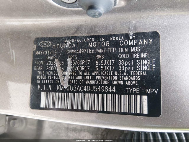 Продаж на аукціоні авто 2013 Hyundai Tucson Gls, vin: KM8JU3AC4DU549844, номер лоту: 46382746