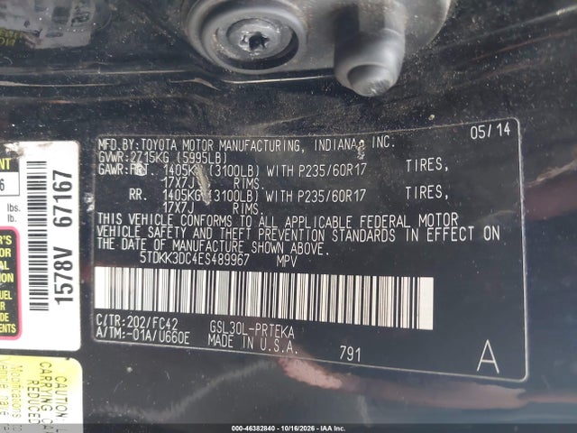 Продаж на аукціоні авто 2014 Toyota Sienna Le V6 8 Passenger, vin: 5TDKK3DC4ES489967, номер лоту: 46382840