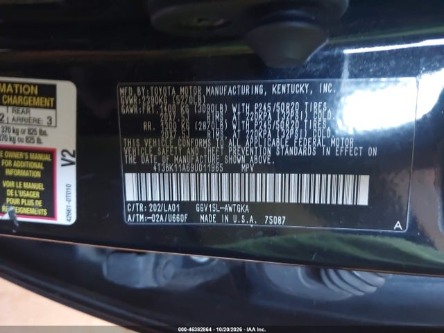 46382864 :رقم المزاد ، 4T3BK11A69U011965 vin ، 2009 Toyota Venza Base V6 مزاد بيع