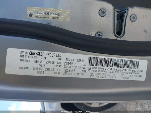 Продаж на аукціоні авто 2014 Jeep Patriot High Altitude, vin: 1C4NJPFA6ED766651, номер лоту: 46383238