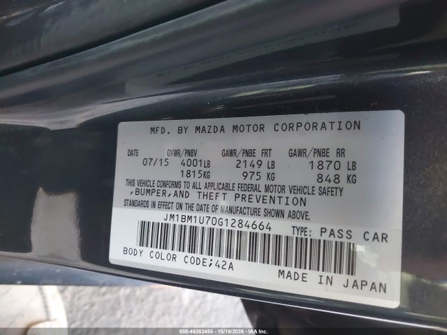 Продажа на аукционе авто 2016 Mazda Mazda3 I Sport, vin: JM1BM1U70G1284664, номер лота: 46383455