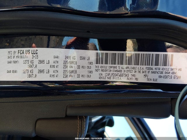 Продажа на аукционе авто 2015 Jeep Cherokee Limited, vin: 1C4PJMDS4FW687343, номер лота: 46383460