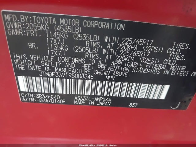 Продаж на аукціоні авто 2009 Toyota Rav4, vin: JTMBF33V195008348, номер лоту: 46383830