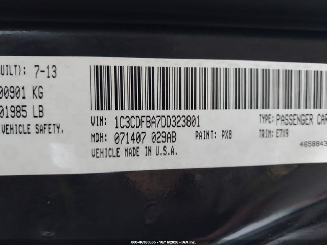 Продаж на аукціоні авто 2013 Dodge Dart Sxt, vin: 1C3CDFBA7DD323801, номер лоту: 46383865