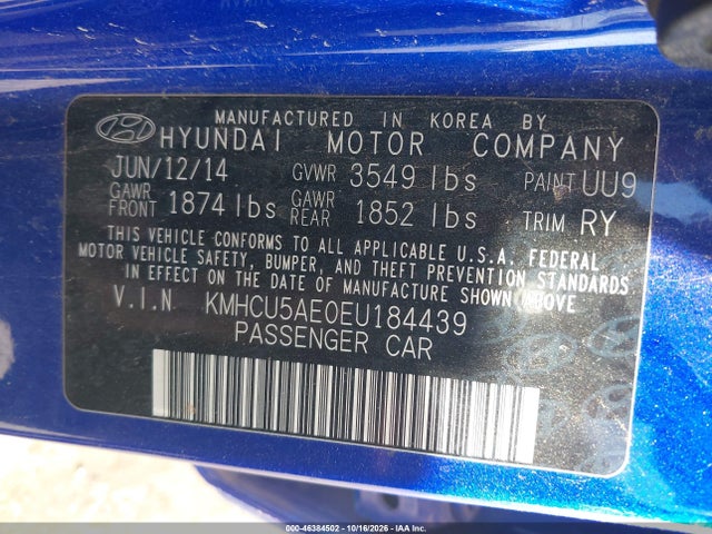 Hyundai ACCENT SE 2014 KMHCU5AE0EU184439 Image 9