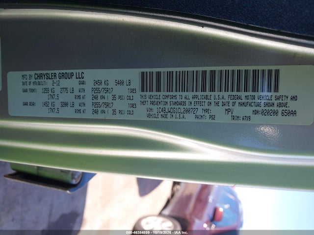 Aukcja sprzedaży 2012 Jeep Wrangler Unlimited Sport, vin: 1C4BJWDG1CL200727, numer aukcji: 46384899