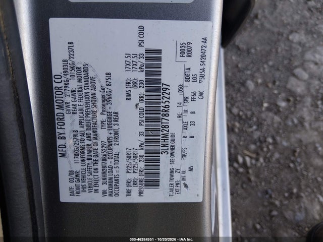 Продаж на аукціоні авто 2008 Lincoln Mkz, vin: 3LNHM28T78R652297, номер лоту: 46384951