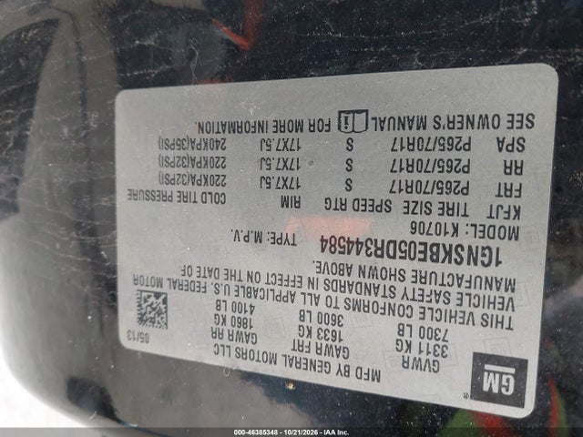 Aukcja sprzedaży 2013 Chevrolet Tahoe Lt, vin: 1GNSKBE05DR344584, numer aukcji: 46385348