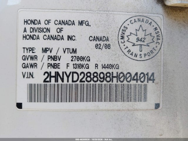 Продаж на аукціоні авто 2008 Acura Mdx Sport Package, vin: 2HNYD28898H004014, номер лоту: 46385530