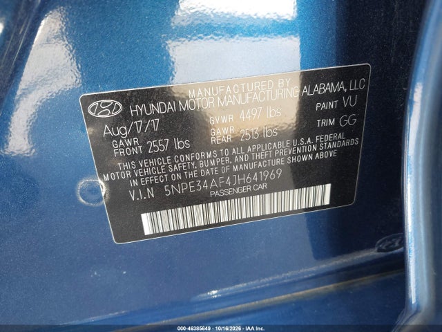 Продаж на аукціоні авто 2018 Hyundai Sonata Sel, vin: 5NPE34AF4JH641969, номер лоту: 46385649