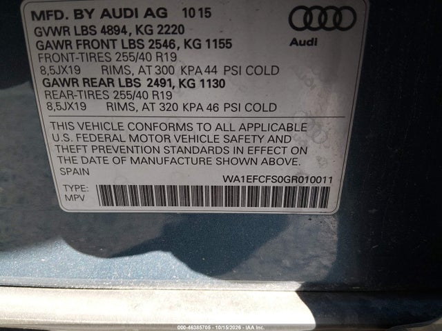 Audi Q3 2.0t Premium Plus 2016 WA1EFCFS0GR010011 Image 9