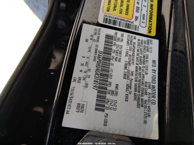 46385859 :رقم المزاد ، 3FA6P0HD4GR318197 vin ، 2016 Ford Fusion Se مزاد بيع