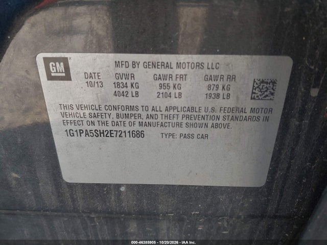 Продажа на аукционе авто 2014 Chevrolet Cruze Ls Auto, vin: 1G1PA5SH2E7211686, номер лота: 46385905