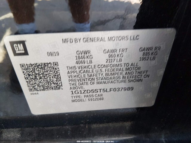 Aukcja sprzedaży 2020 Chevrolet Malibu Fwd Lt, vin: 1G1ZD5ST5LF037989, numer aukcji: 46385922