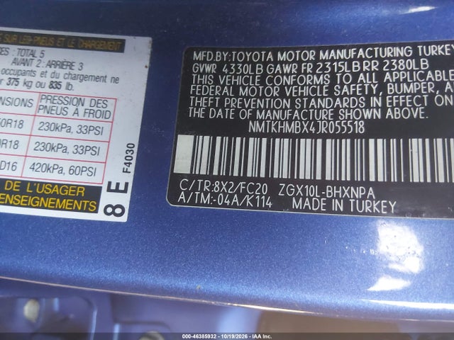 46385932 :رقم المزاد ، NMTKHMBX4JR055518 vin ، 2018 Toyota C-hr Xle مزاد بيع