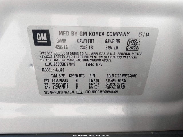 Buick Encore Convenience 2014 KL4CJBSB0EB777918 Image 9
