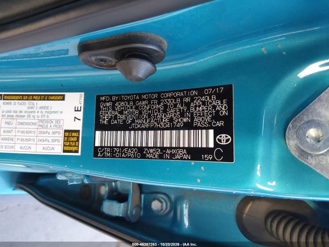 Aukcja sprzedaży 2017 Toyota Prius Prime Advanced, vin: JTDKARFP7H3041749, numer aukcji: 46387263