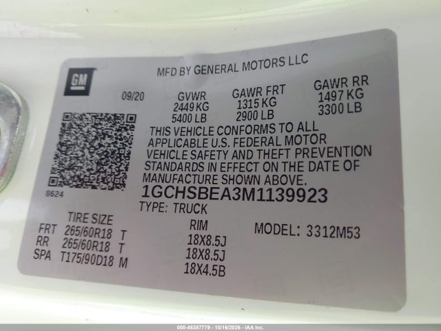 1GCHSBEA3M1139923 Chevrolet Colorado 2wd Long Box Wt