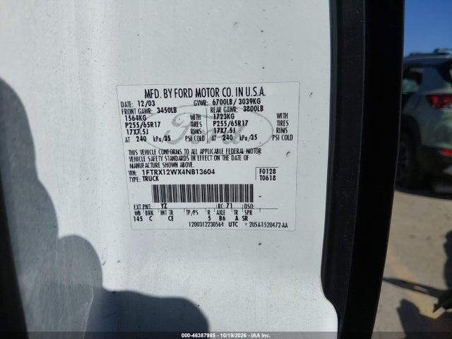 Продажа на аукционе авто 2004 Ford F-150 Stx/xl/xlt, vin: 1FTRX12WX4NB13604, номер лота: 46387985