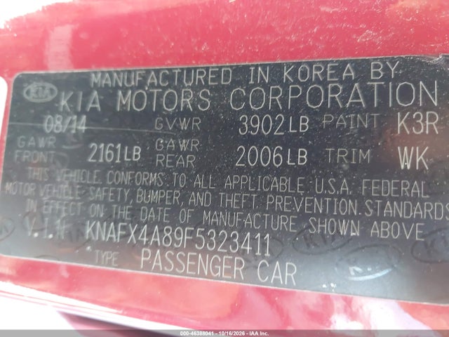 KIA FORTE EX 2015 KNAFX4A89F5323411 Image 9