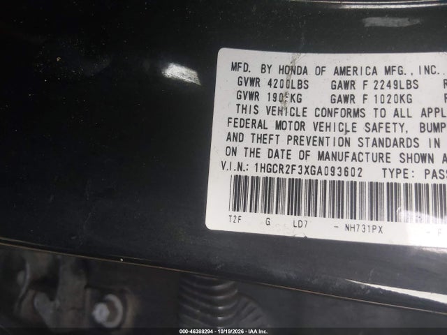 Продаж на аукціоні авто 2016 Honda Accord Lx, vin: 1HGCR2F3XGA093602, номер лоту: 46388294