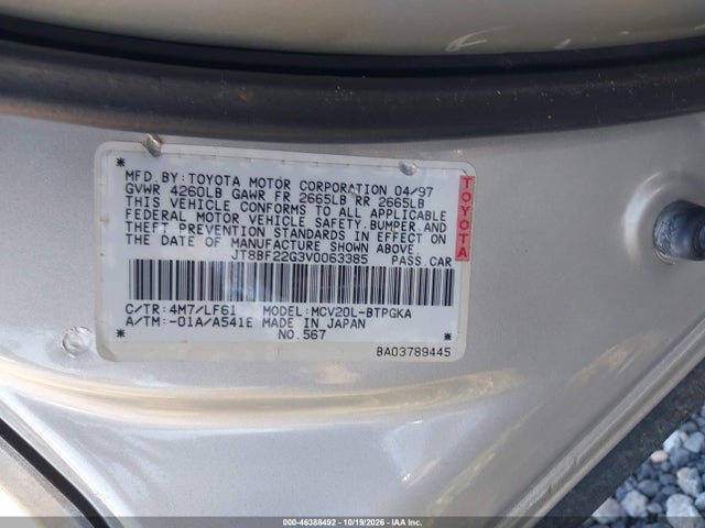 Aukcja sprzedaży 1997 Lexus Es 300, vin: JT8BF22G3V0063385, numer aukcji: 46388492