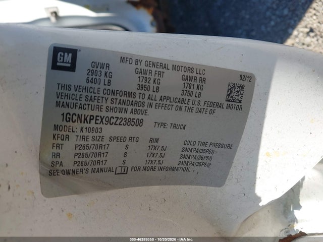 Aukcja sprzedaży 2012 Chevrolet Silverado 1500 Work Truck, vin: 1GCNKPEX9CZ238508, numer aukcji: 46389350