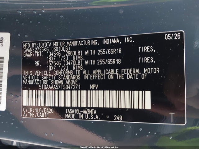 Продажа на аукционе авто 2026 Toyota Grand Highlander Xle, vin: 5TDAAAA57TS047271, номер лота: 46390646