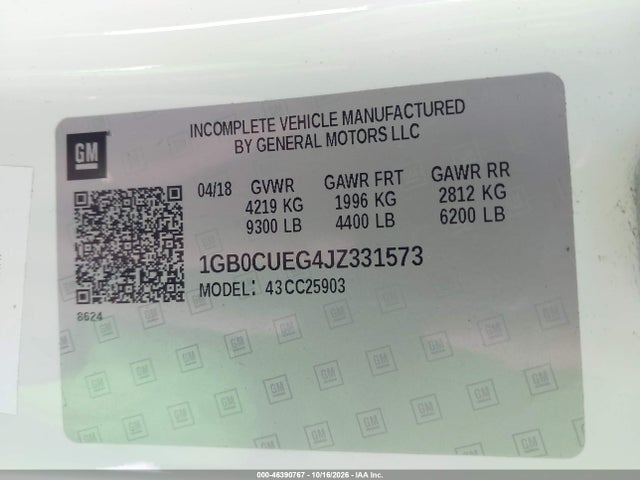 Aukcja sprzedaży 2018 Chevrolet Silverado 2500hd Wt, vin: 1GB0CUEG4JZ331573, numer aukcji: 46390767
