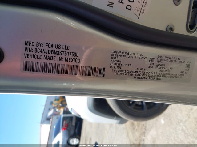 Продаж на аукціоні авто 2025 Jeep Compass Latitude 4x4, vin: 3C4NJDBN3ST617630, номер лоту: 46391370