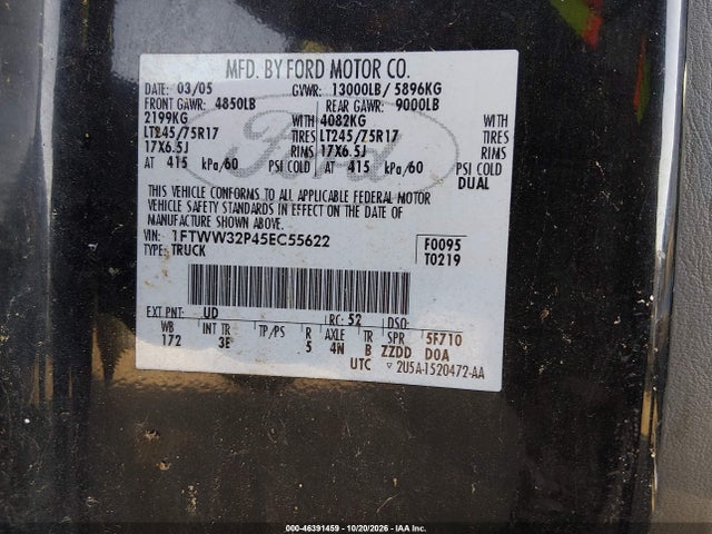 Продаж на аукціоні авто 2005 Ford F-350 Lariat/xl/xlt, vin: 1ftww32p45ec55622, номер лоту: 46391459