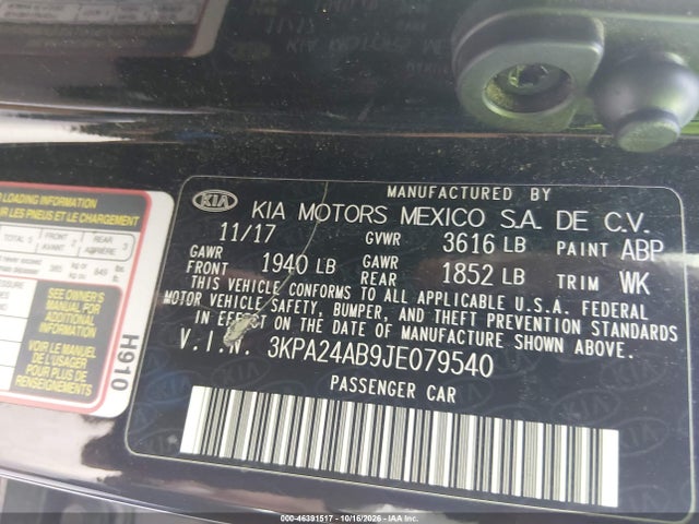 Aukcja sprzedaży 2018 Kia Rio Lx, vin: 3KPA24AB9JE079540, numer aukcji: 46391517