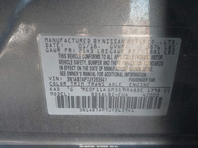 3N1AB7AP7JY263941 Nissan SENTRA S