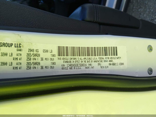 46391612 :رقم المزاد ، 1C4RDHDG3EC520314 vin ، 2014 Dodge Durango Limited مزاد بيع