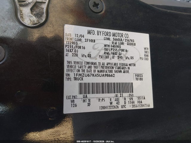 Продажа на аукционе авто 2005 Ford Explorer Sport Trac Adrenalin/xls/xlt, vin: 1FMZU67K45UA98662, номер лота: 46391617