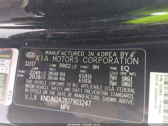 Aukcja sprzedaży 2018 Kia Soul, vin: KNDJN2A28J7903247, numer aukcji: 46391684