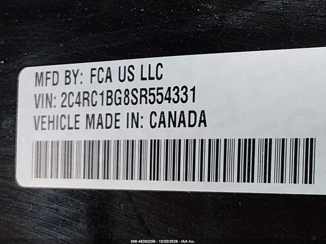 Продажа на аукционе авто 2025 Chrysler Pacifica Select, vin: 2C4RC1BG8SR554331, номер лота: 46392286